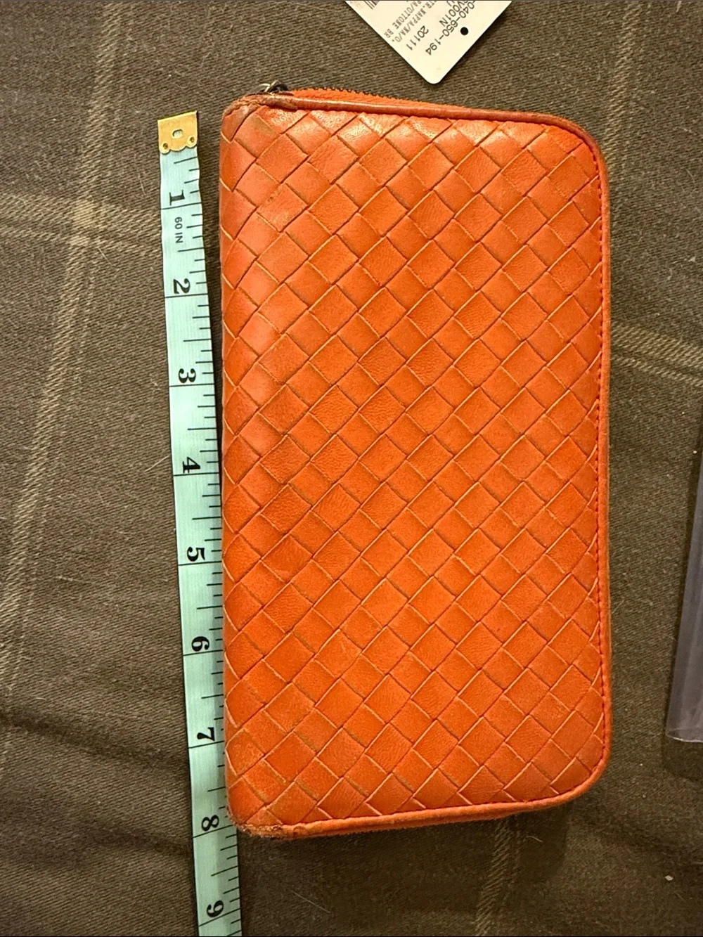 Bottega Veneta Orange and Brown Zip Wallet